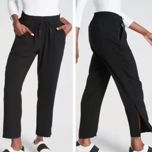 Athleta Pants - ATHLETA Metropolis Straight Leg Pant Zipper Ankle Black Size 4